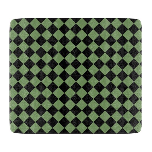 Green Black Schachbrett Diamond Pattern Schneidebrett (Vorderseite)