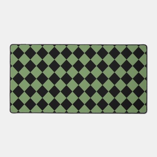 Green Black Schachbrett Diamond Pattern Schreibtischunterlage (Vorderseite)