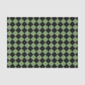 Green Black Schachbrett Diamond Pattern Seidenpapier (Vorderseite)