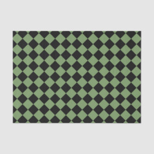 Green Black Schachbrett Diamond Pattern Seidenpapier