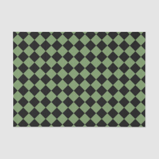 Green Black Schachbrett Diamond Pattern Seidenpapier