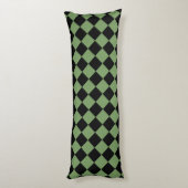 Green Black Schachbrett Diamond Pattern Seitenschläferkissen (Rückseite (Vertikal))