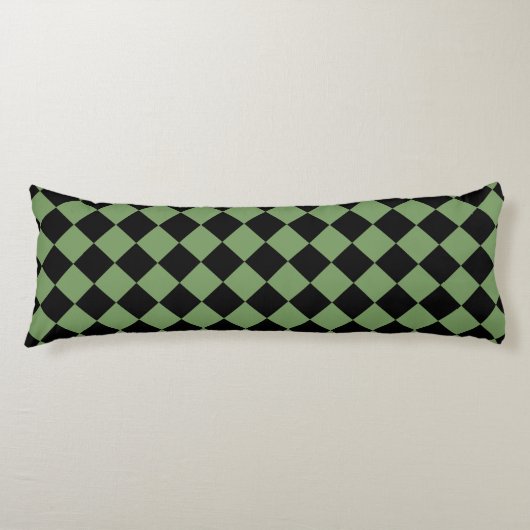 Green Black Schachbrett Diamond Pattern Seitenschläferkissen (Vorderseite)