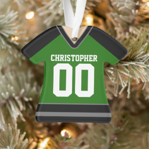 Green/Black/Silver Custom Hockey Jersey Ornament