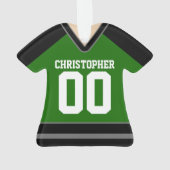 Green/Black/Silver Custom Hockey Jersey Ornament (Rückseite)