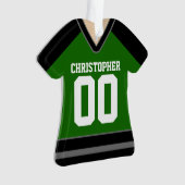 Green/Black/Silver Custom Hockey Jersey Ornament (Vorderseite)