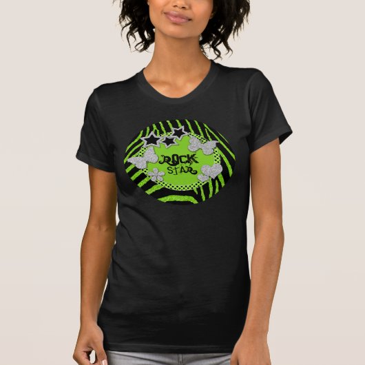 Green Black Silver Zebra Glitzer Rock Star T - Shi T-Shirt (Vorderseite)