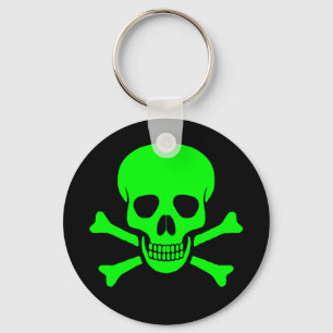 Green & Black Skull & Crossbones Keychain Schlüsselanhänger