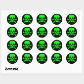 Green & Black Skull & Crossbones Sticker (Blatt)