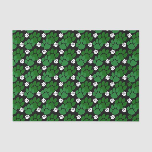 Green & Black Small Pawprints Seidenpapier (Vorderseite)