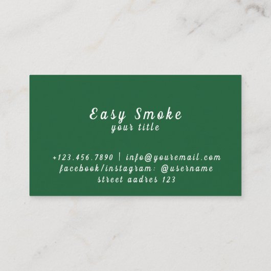 Green Black Smoke Vape Shop Visitenkarte (Rückseite)