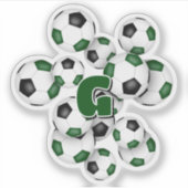 green black soccer balls sticker with monogram (Vorderseite)