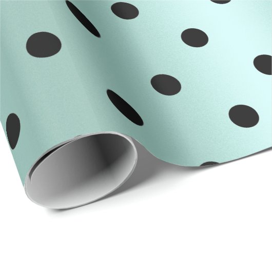 Green Black Spot ELEGANT BIRTHDAY WEDING WRAP Geschenkpapier (Rolleneckpunkt)