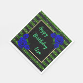 Green Black Strip Glitzer Deep Blue Rose Geburtsta Serviette (Ecke)