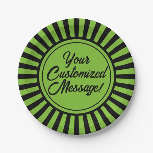 Green Black Stripe Halloween Pappteller (Vorderseite)