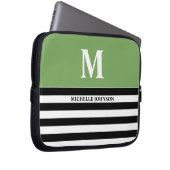 Green Black Striped Laptop Case für Frauen oder Mä (Vorne Rechts)