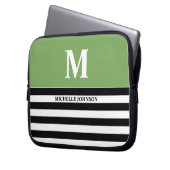 Green Black Striped Laptop Case für Frauen oder Mä (Vorderseite Links)