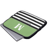 Green Black Striped Laptop Case für Frauen oder Mä (Vorne Knopf)