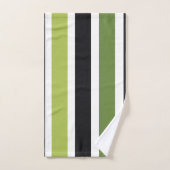 Green Black Stripes Badhandtuch Set (Handtuch)
