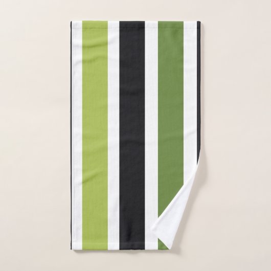 Green Black Stripes Badhandtuch Set (Handtuch)