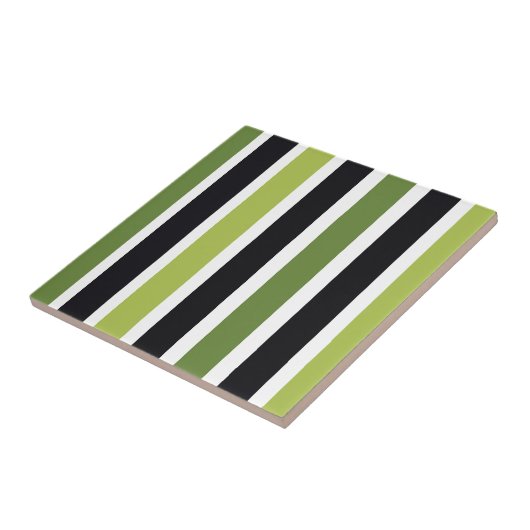 Green Black Stripes Fliese (Seite)