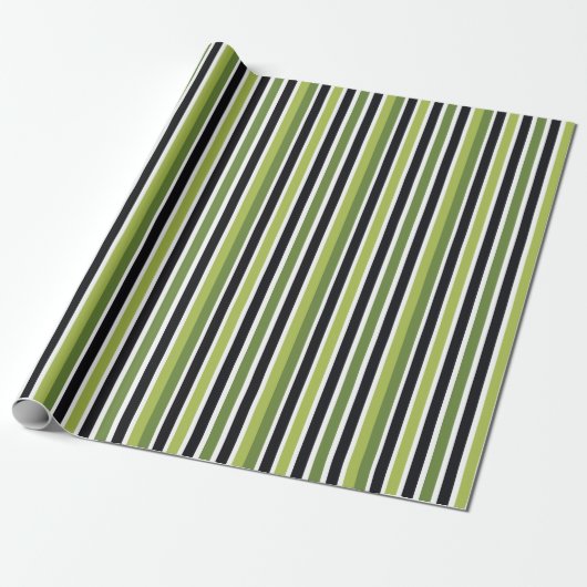 Green Black Stripes Geschenkpapier (Ungerollt)