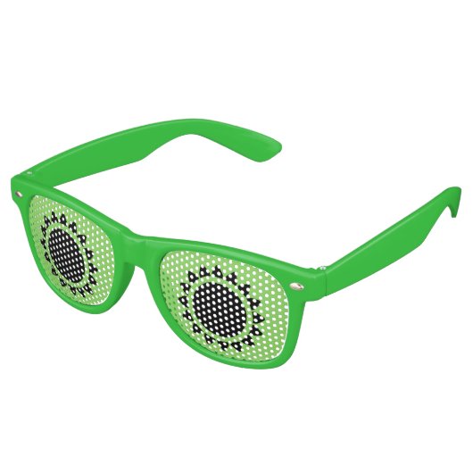 Green | Black Sunflower Adult Retro Party Sonnenbrille (Schrägansicht)