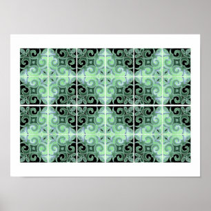 Green Black Swirl Inspiriert von Portugiesisch Azu Poster