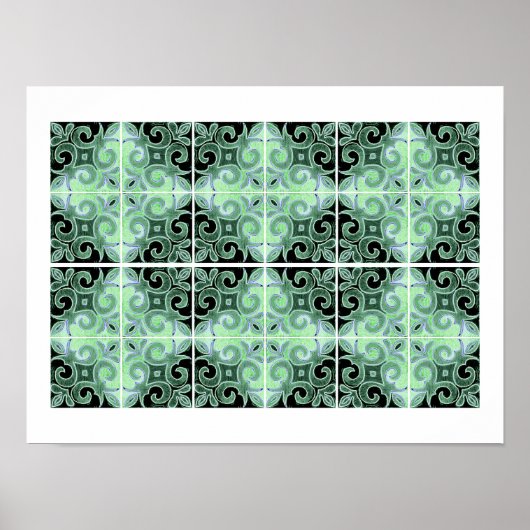 Green Black Swirl Inspiriert von Portugiesisch Azu Poster (Vorne)