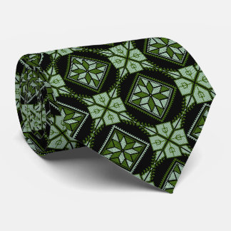 Green & Black Tatreez Henna Thobe Print Muster Krawatte