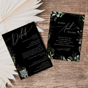 Green Black und Gold QR Code in einer Hochzeit Einladung