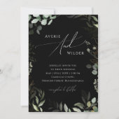 Green Black und Gold QR Code in einer Hochzeit Einladung (Vorderseite)