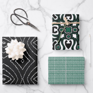 Green Black und White Kwanzaa Geschenkpapier Set