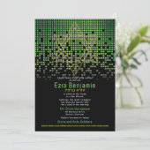 Green Black Video Game Gamer Bar Mitzvah Einladung (Stehend Vorderseite)
