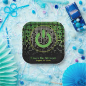 Green Black Video Game Gamer Bar Mitzvah Pappteller (Party)