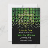 Green Black Video Game Gamer Bar Mitzvah Save The Date (Vorderseite)