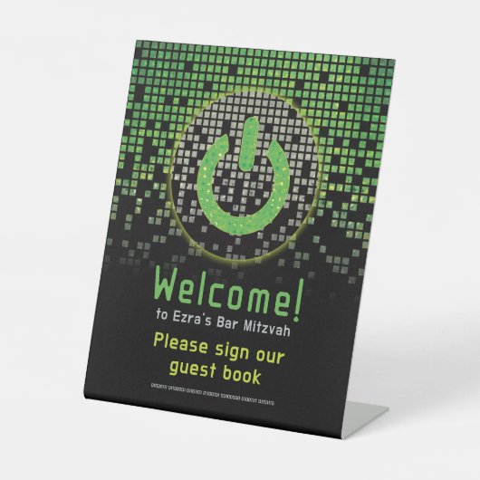 Green Black Video Game Gamer Bar Mitzvah Sockelschild (Vorderseite)