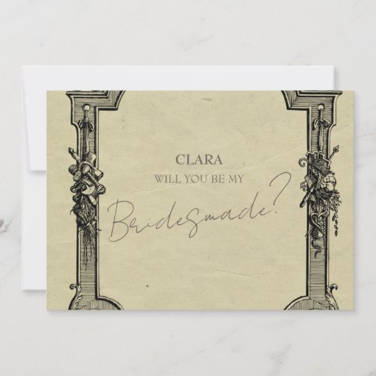 Green Black Vintag Classic Wedding Bridesmade Einladung (Vorderseite)