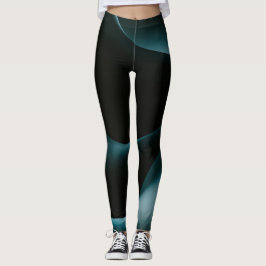 Green Black Wavy Pattern Women Workout leggings