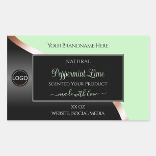 Green Black Wavy Rose Gold mit Logo-Produktkennzei Rechteckiger Aufkleber