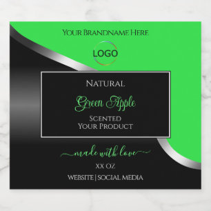 Green Black Wavy Silver mit Logo-Produktkennzeichn Alkoholflaschenetikett
