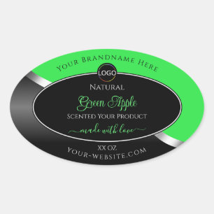 Green Black Wavy Silver mit Logo-Produktkennzeichn Ovaler Aufkleber