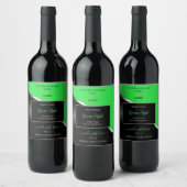 Green Black Wavy Silver mit Logo-Produktkennzeichn Weinetikett (Flaschen)