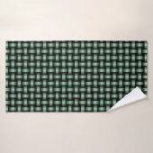 Green Black Weave Pattern Badehandtuch (Badehandtuch)