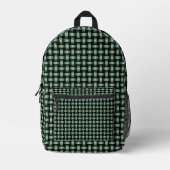 Green Black Weave Pattern Bedruckter Rucksack (Vorderseite)