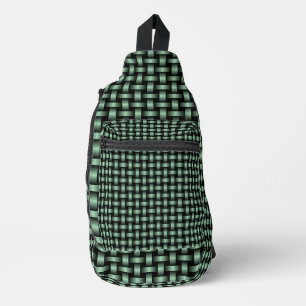 Green Black Weave Pattern Crossbody Bag