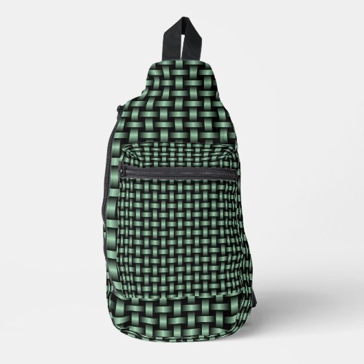 Green Black Weave Pattern Crossbody Bag (Vorderseite)