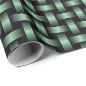 Green Black Weave Pattern Geschenkpapier (Rolleneckpunkt)