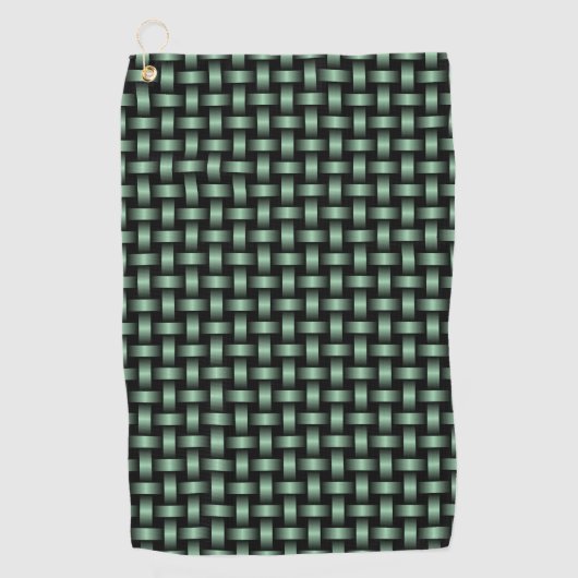 Green Black Weave Pattern Golfhandtuch (Vorderseite)