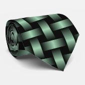 Green Black Weave Pattern Krawatte (Gerollt)